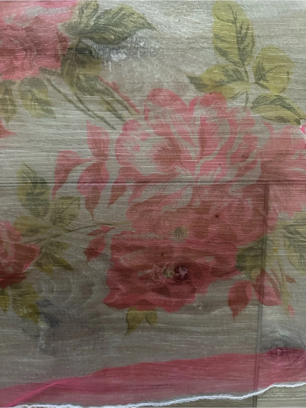 Vintage English Rose Chiffon Scarf